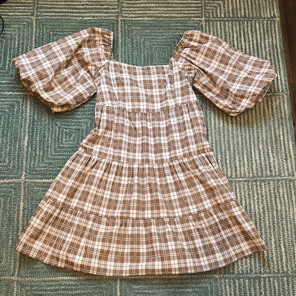 Faithful the Brand Plaid Square Neck dress